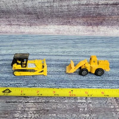 复古 1/64 火柴盒和无品牌推土机/装载机 压铸/塑料 黄色/黑色 — 第 1/4 张图片