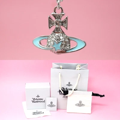 Collar Vivienne Westwood Plata Azul Estrella Orbe Colgante Con Cristales y Caja de Regalo Foto 1 de 4