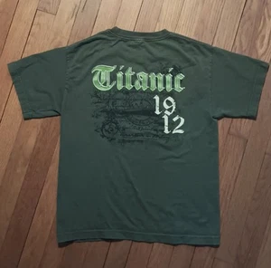 Vtg Titanic 1912 Youth Sz L T Shirt Double Sided Olive Green Excellent Condition - Picture 1 of 8