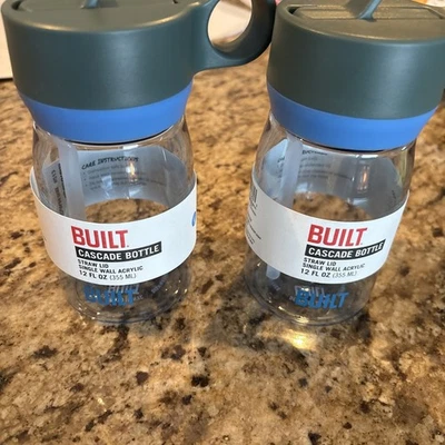 Built Cascade 12 oz Water Bottle Set of 2 Leak Proof Acrylic Plastic Clear - Image 1 of 4