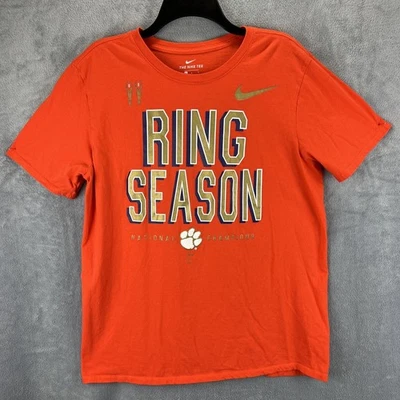 Camisa Clemson Tigers Adulto Grande Naranja Nike TEMPORADA DE ANILLOS 2018 Corte Atlético SS Foto 1 de 4