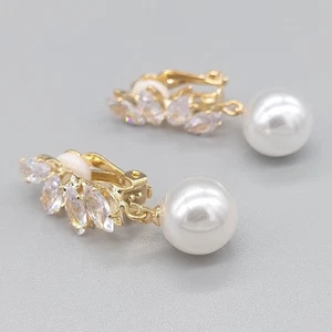 Clip On Earrings Ear Crystal Gold Non-piercing Zircon Unisex Fake Clip-on Gift - Picture 1 of 8