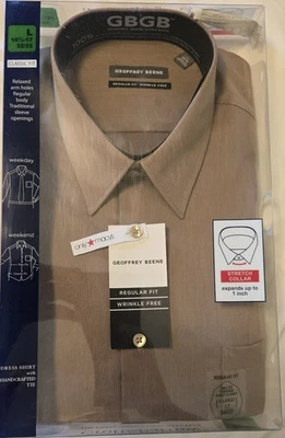 Nova CAMISA SOCIAL MASCULINA MANGA LONGA GEOFFREY BEENE GRANDE 17 34/35 gola elástica - Imagem 1 de 4