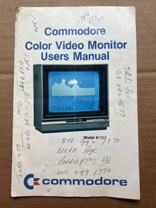 Commodore Color Video Monitor Users Manual Model 1702 Booklet - Picture 1 of 8