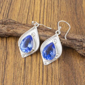 Set lunetta tanzanite originale pera sorella nuovi orecchini gioielli argento sterling 925 - Foto 1 di 8