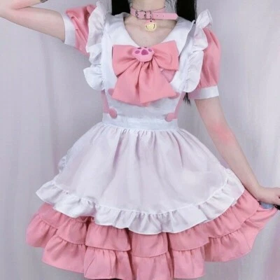 Vestido de Lolita Disfraz de Mucama Volantes Volantes Delantal Camarera Elegante Juegos con disfraces Japoneses Foto 1 de 4