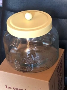 Biscottiera Mulino Bianco in vetro con coperchio completa di scatola Vintage - Foto 1 di 3