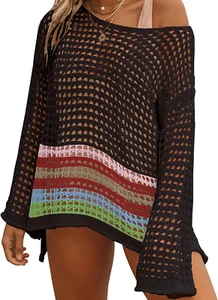 Crochet Cover Ups for Women Sexy Hollow Out Swim Cover up Knit Summer Outfits - Picture 1 of 33