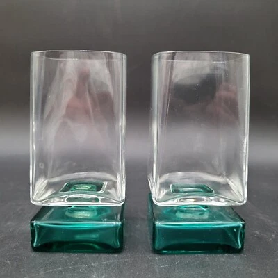 Dos (2) vasos de chupito vintage Van Gogh-Aqua Luigi Bormioli base cuadrada turquesa Foto 1 de 4