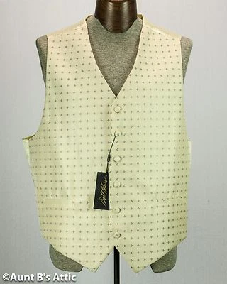 Colete Steampunk Vitoriano Formal Estampado Marfim e Dourado Masculino - Imagem 1 de 3