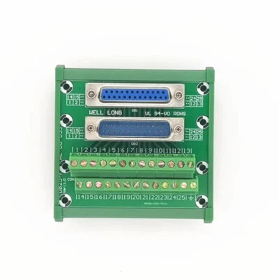DIN rail mountable D-SUB DB25 Male / Female Header Breakout Board. - Image 1 of 4
