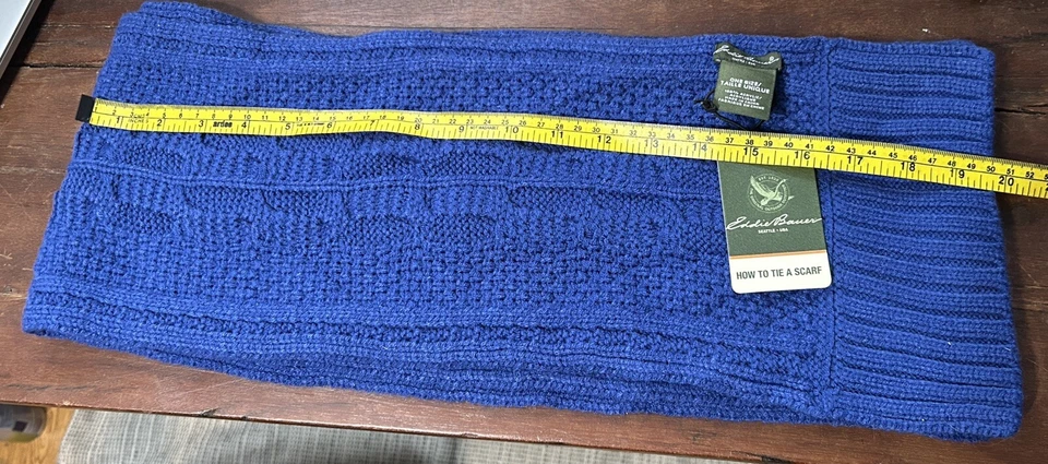 Bufanda tejida Eddie Bauer para clima frío azul 8"X 80" nueva con etiquetas (T7) Foto 1 de 4