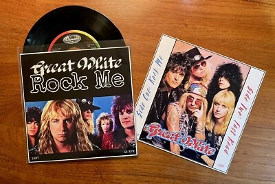 Great White - Rock Me 7" 45 RPM Single 1987 Vinyl Record w/Custom Sleeve - Image 1 of 4