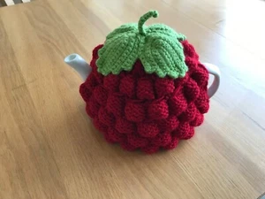 Handmade, Knitted  Raspberry Tea Cosy for a standard medium tea pot - Picture 1 of 3