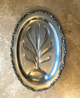 Vintage Wm. Plato de plata Rogers Royal Provincial plato grande de carne pozo y árbol Foto 1 de 4