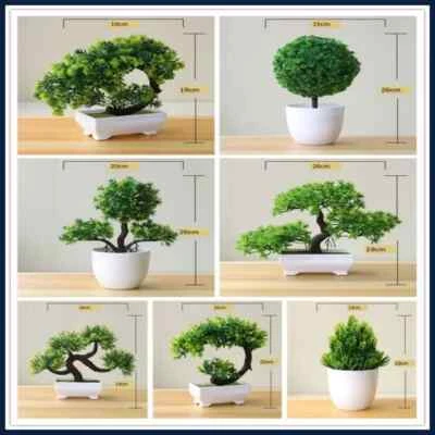 Fake Indoor Potted Plants Bonsai Small Plant Modern Decor  - Image 1 of 4