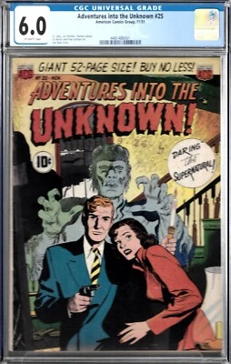 ADVENTURES INTO THE UNKNOWN #25-CGC 6.0-ACG HORROR COMIC-1951 FRANKENSTEIN CVR - Image 1 of 3