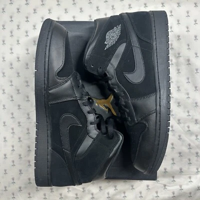 Nike Air Jordan 1 Mid Negro-Gris Oscuro-Negro Talla 11.5 [554724-050] Raro Foto 1 de 4