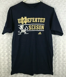 University of Notre Dame T-Shirt uNDefeated Season Irish Navy Blue Med Adidas - Picture 1 of 4