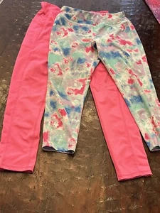 Girls Leggings Lot of 2 Size Large 10/12 Athletic Works Avia Pink Tie Dye C3 - Picture 1 of 3