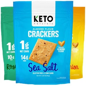 Keto Almond Flour Crackers Variety Pack - Gluten Free, Low Carb, No Sugar - Picture 1 of 5