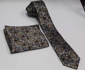 Corbata de satén con diseño ajustado y cuadrado de bolsillo Vittorio Farina para hombre - Imagen 1 de 56