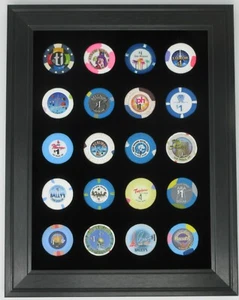 20 CASINO POKER CHIPS (NOT INCLUDED) WALL DISPLAY PICTURE FRAME 9" x 12" - Picture 1 of 4