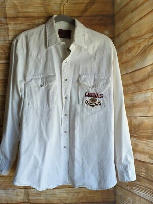 RARE NFL Branded by Karman Cardinals Denim Shirt Large Western White Embroidered - Image 1 of 4