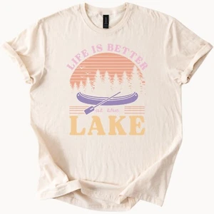 Lake Life Tee Canoe Graphic Summer Shirt Boating Gift - Picture 1 of 6