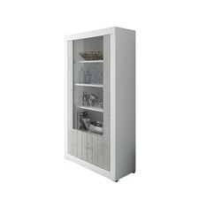 Vetrina credenza moderna mobile madia 2 ante soggiorno bianco grigio cemento