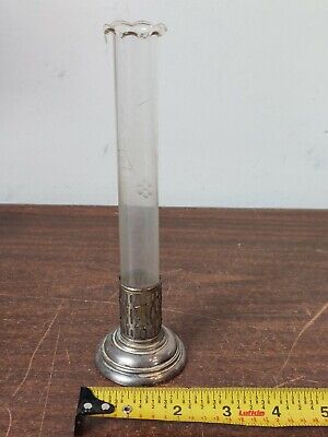 Sterling Silver And Etched Glass Bud Vase • 40.07$