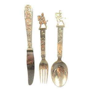 Vintage Carl Cohr Denmark Sterling Silver Baby Child Fork Knife Spoon Set - Picture 1 of 16