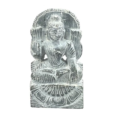 复古 20 世纪后期印度黑色花岗岩佛雕 4.25 英寸高 — 第 1/4 张图片