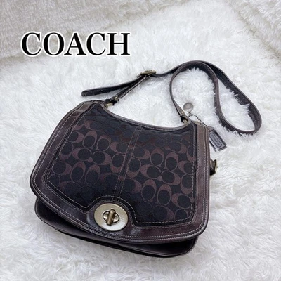 COACH 11145 Turnlock Legacy Signature Shoulder Bag Brown Canvas Authentic - Image 1 of 4