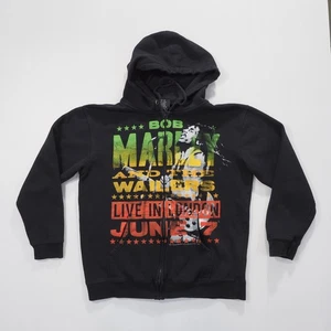 Bob Marley Wailers Felpa con Cappuccio Uomo Grande Nera Zip Up Live In London Zion Rootswear - Foto 1 di 9