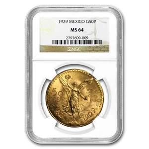 1929 Mexico Gold 50 Pesos MS-64 NGC - Picture 1 of 3