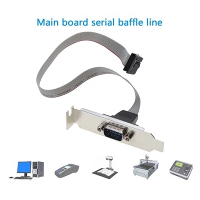Serial 9Pin DB9 RS232 Ribbon Cable Connector Bracket Computer 9P Baffle Line - Image 1 of 4
