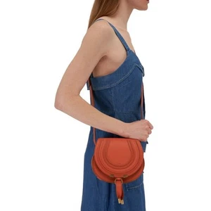 Chloe Burnt Orange Marcie Small Grained Leather Adjustable Strap Saddle Bag - Picture 1 of 10