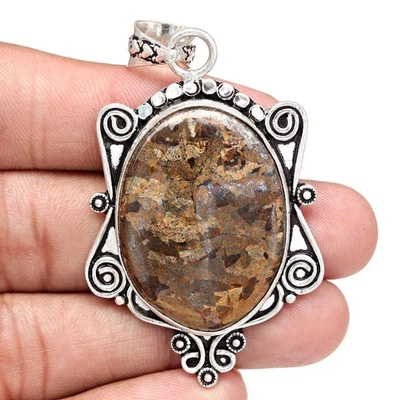 Colgante piedras preciosas de bronce hecho a mano día de la madre joyería de plata 2,5" Foto 1 de 4