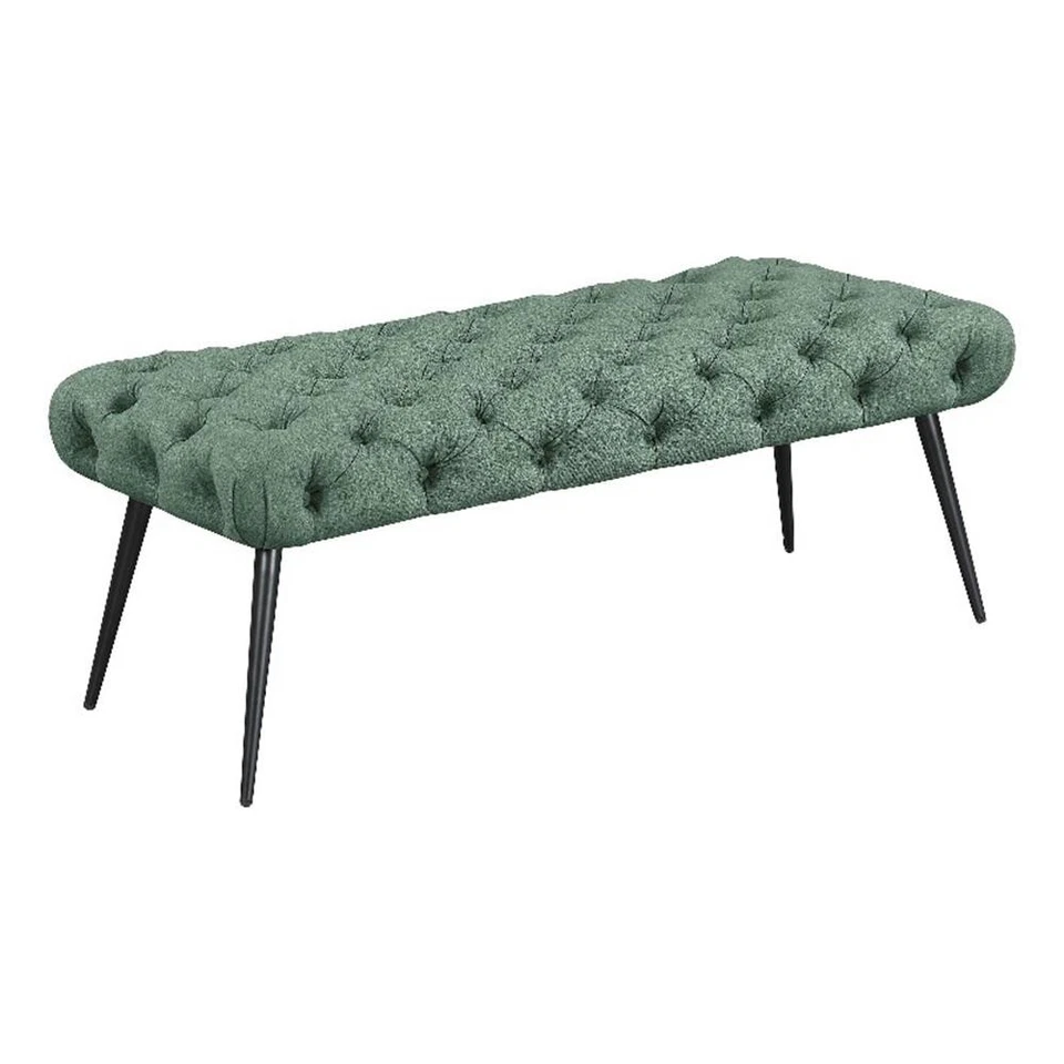 Coaster Ella 18" Fabric Upholstered Tufted Bench with Metal Legs in Teal Green - Image 1 of 4