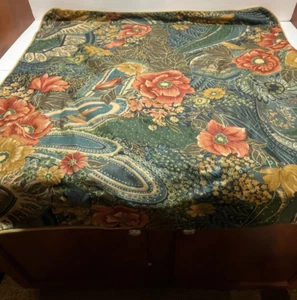 Vtg Lot of 2 Croscill European 26x26 Pillow Shams blue/green Floral Print roped - Picture 1 of 9