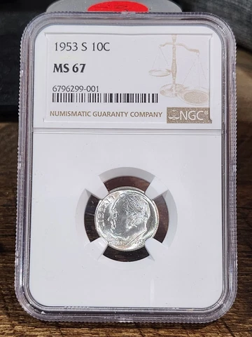 1953 S Roosevelt 10c, NGC Certified MS 67, 001 Cover