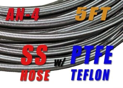 AN4 (3/16") 4.83mm Stainless Steel PTFE  Ethanol Fuel Hose Line 5FT  E85 - Image 1 of 4