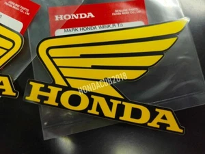 2Pc FOR HONDA WING 100mm STICKER FUEL TANK OIL DECAL EMBLEM FAIRING YELLOW-BLACK - Picture 1 of 8