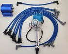 CHEVY 327 350 BLUE SMALL HEI DISTRIBUTOR + 8.5mm WIRES OVER VALVE COVER+50K Coil