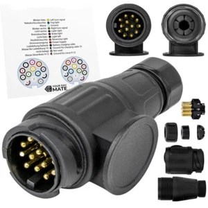 13 Pin Trailer Caravan Plug 12VTowing Connector Caravans Socket Euro Plug UK - Picture 1 of 13