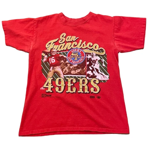 Vintage 1990 San Francisco 49ers Joe Montana Single Stitch T-Shirt Adult Small Cover