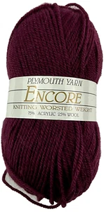 Hilo Plymouth Encore Color 9622 lana acrílica Worsted 3,5 oz granate - Imagen 1 de 3