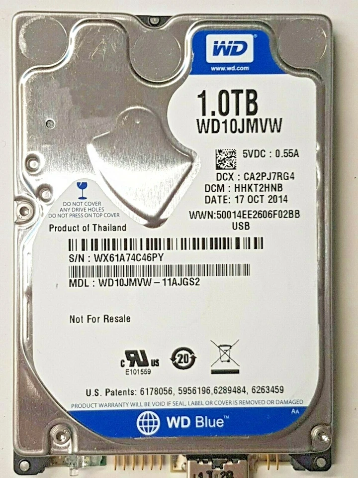 WD10JMVW-11AJGS2 Dcm HHKT2HNB Dcx CA2PJ7RG4 Sn WX61A74C46PY 17 Oct 2014 Thailand - Image 1 of 1