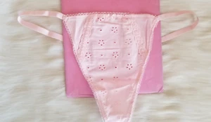 VICTORIA'S SECRET ALGODÓN ELÁSTICO OJALES TANGA TANGA PANTY ROSA GRANDE NUEVO CON ETIQUETAS - Imagen 1 de 8
